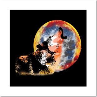 Full moon wolf Posters and Art